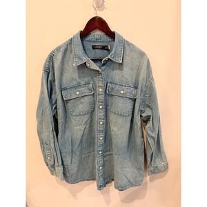 Lauren Ralph Lauren Denim Shirt Womens 2X Chambray Button Front Top